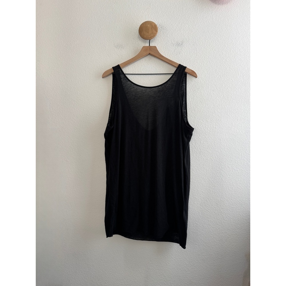 Helmut Lang Black Draped Pima Cotton Blend Tank Top Large
